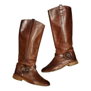 Frye Chestnut Leather Over the Knee Boots